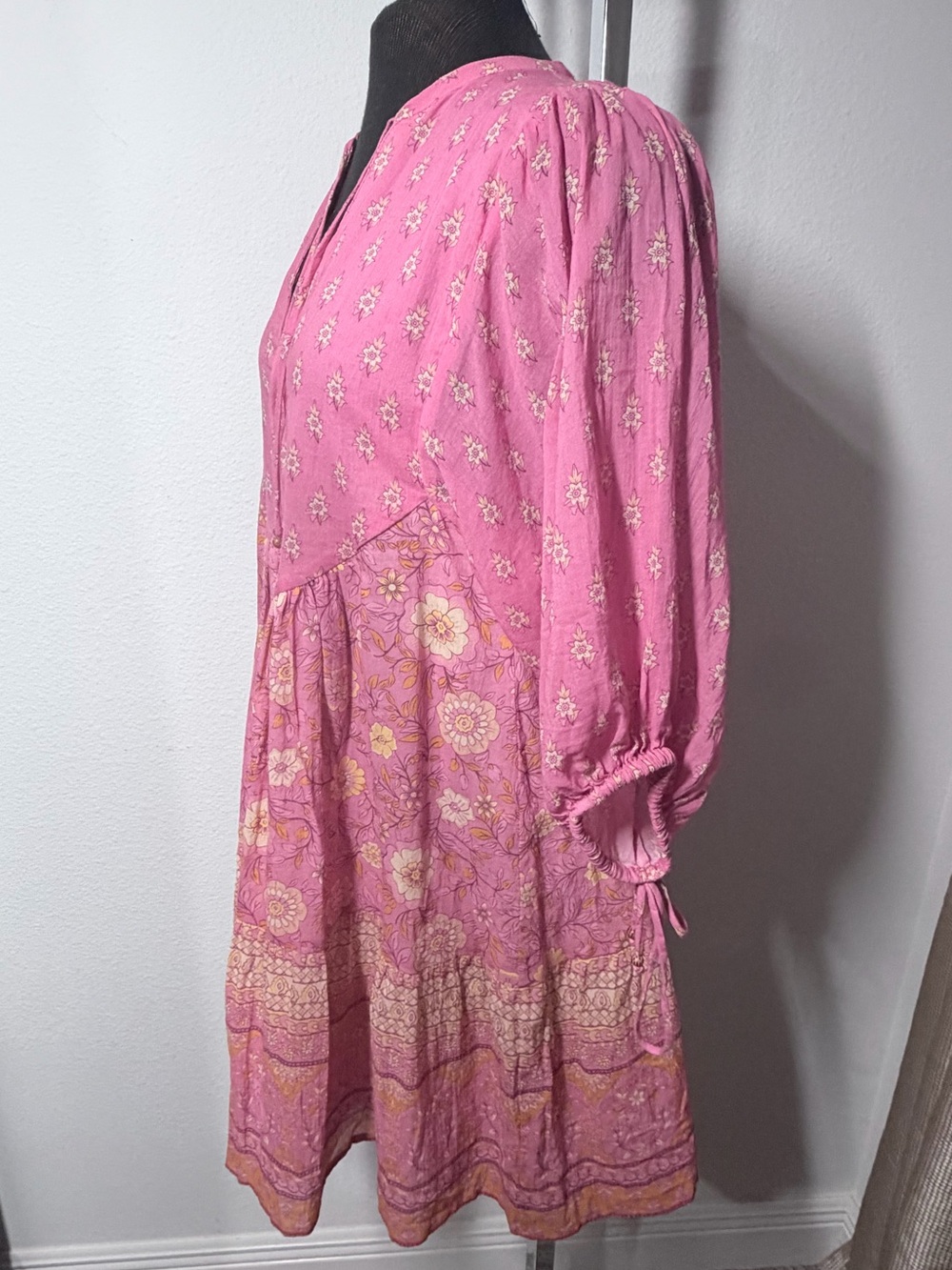 Spell & The Gypsy Collective Pink Floral Boho Mini Dress Size Small - Picture 9 of 12